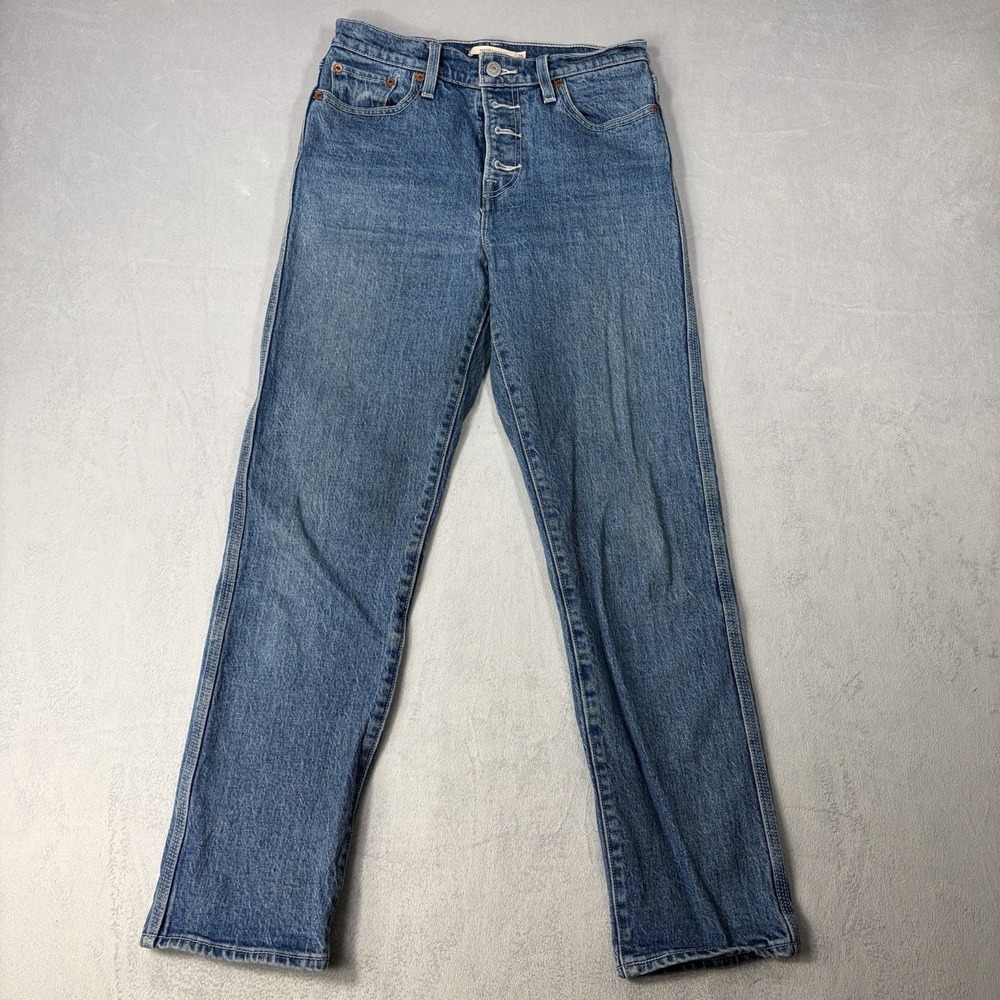 Levi's Wedgie Straight Jeans Women's  26 Blue High Rise Button Fly Square Pocket